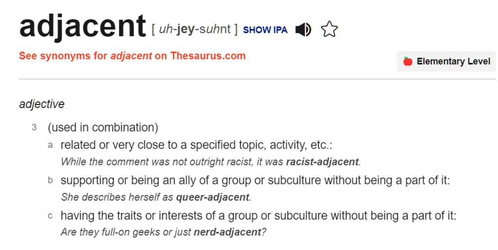 Adjacent dictionary definition