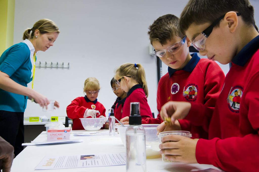 Children making bath bombs at the British Science Festival 2013