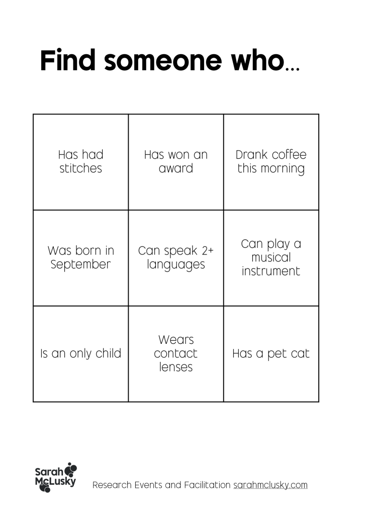 Networking bingo card downloadable